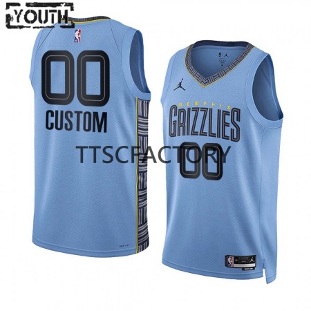 Kinder NBA Memphis Grizzlies Trikot Benutzerdefinierte Jordan 2022-23 Statement Edition Blau Swingman